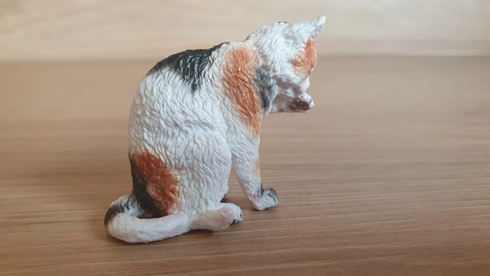 kočka flekatá, lízající packu  13675, model 2010